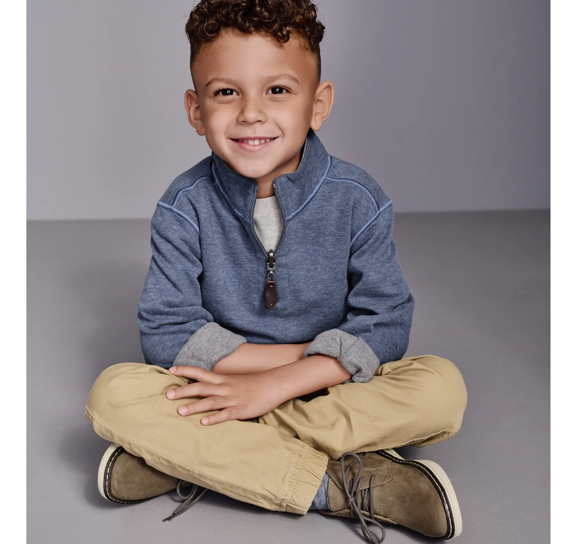 Boys Reversible Solid Quarter Zip