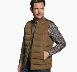 Channel Quilt Vest with Knit Collar