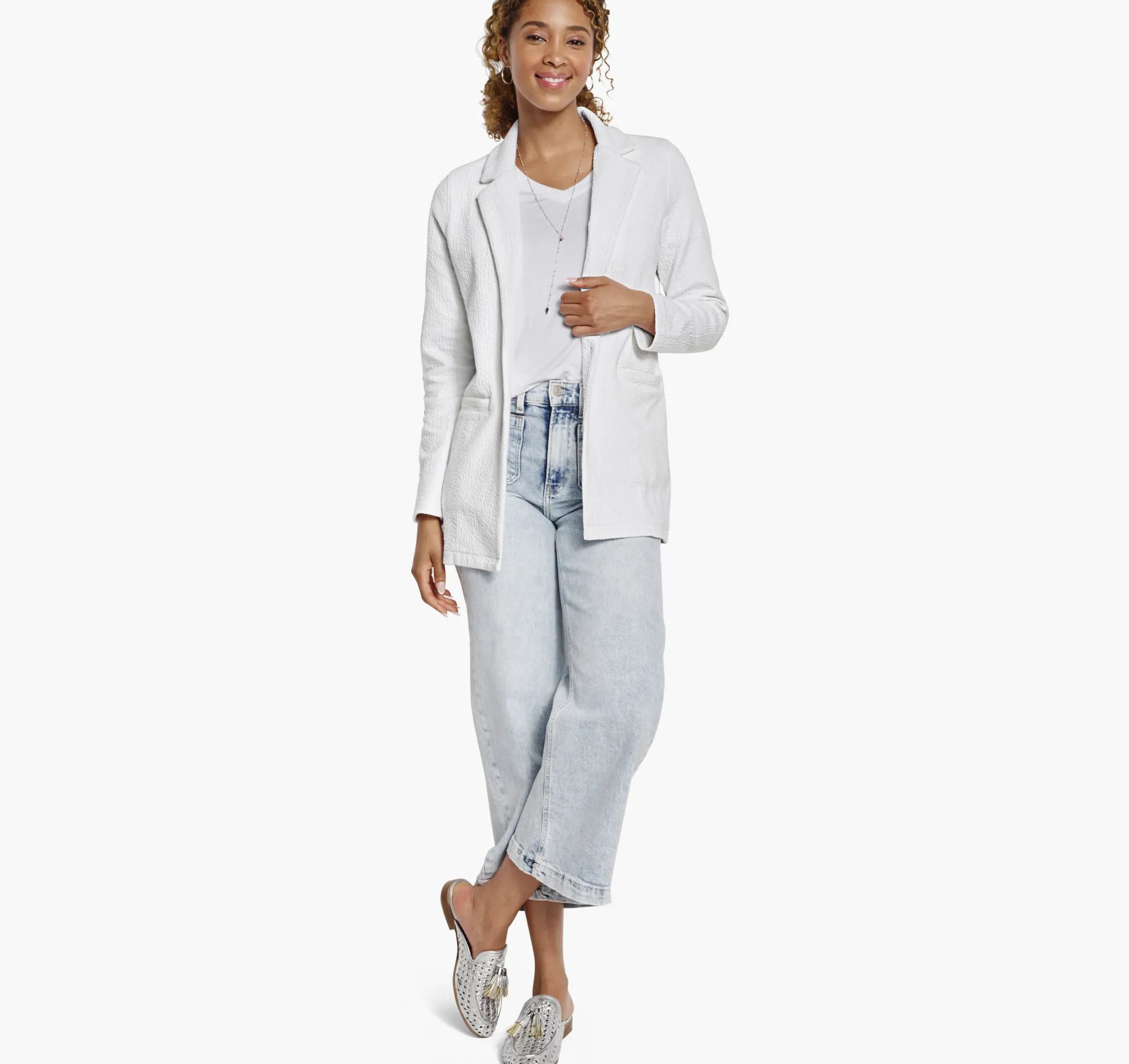 Crinkle Knit Jacquard Blazer