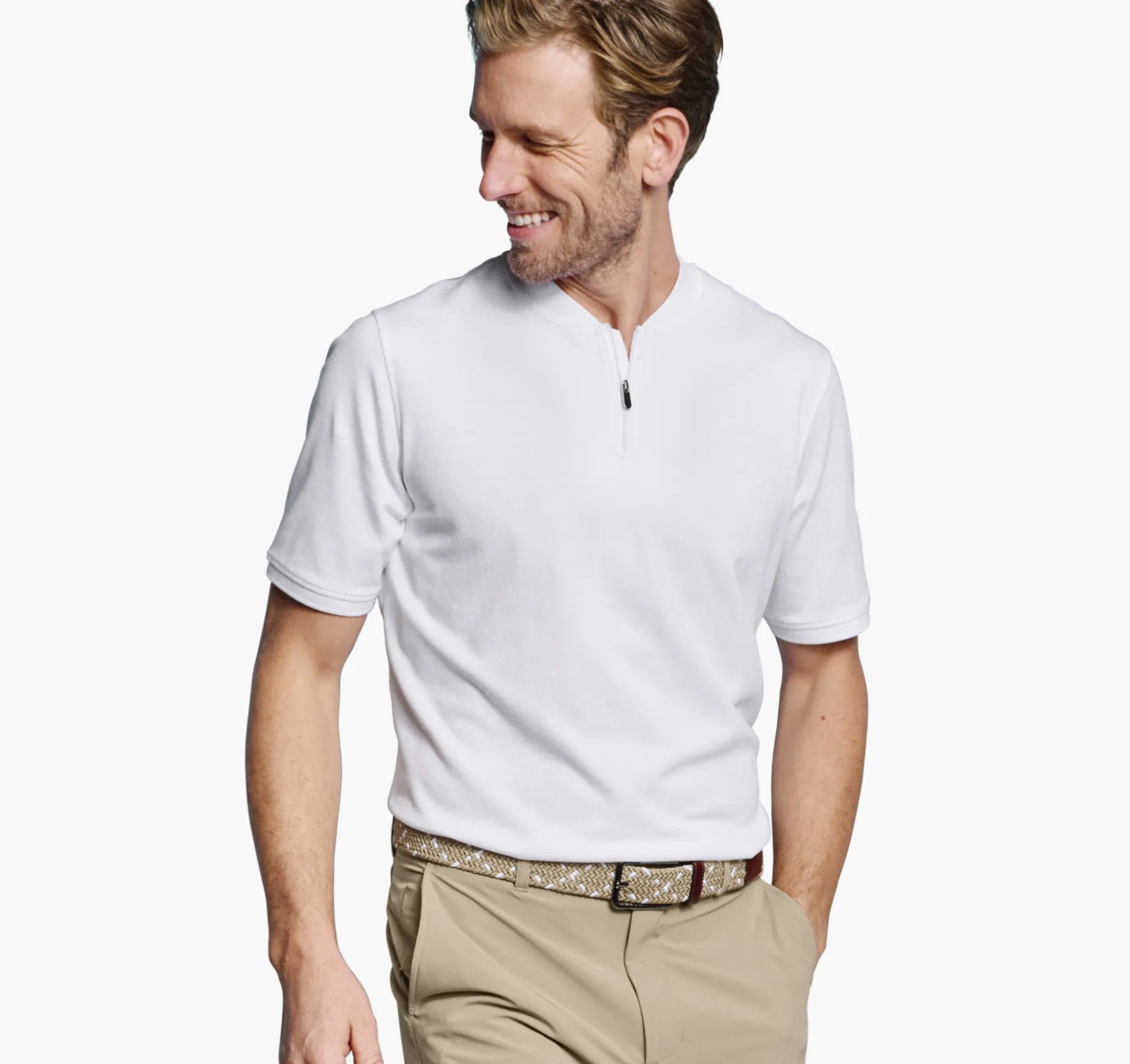 Jacquard Zip Polo