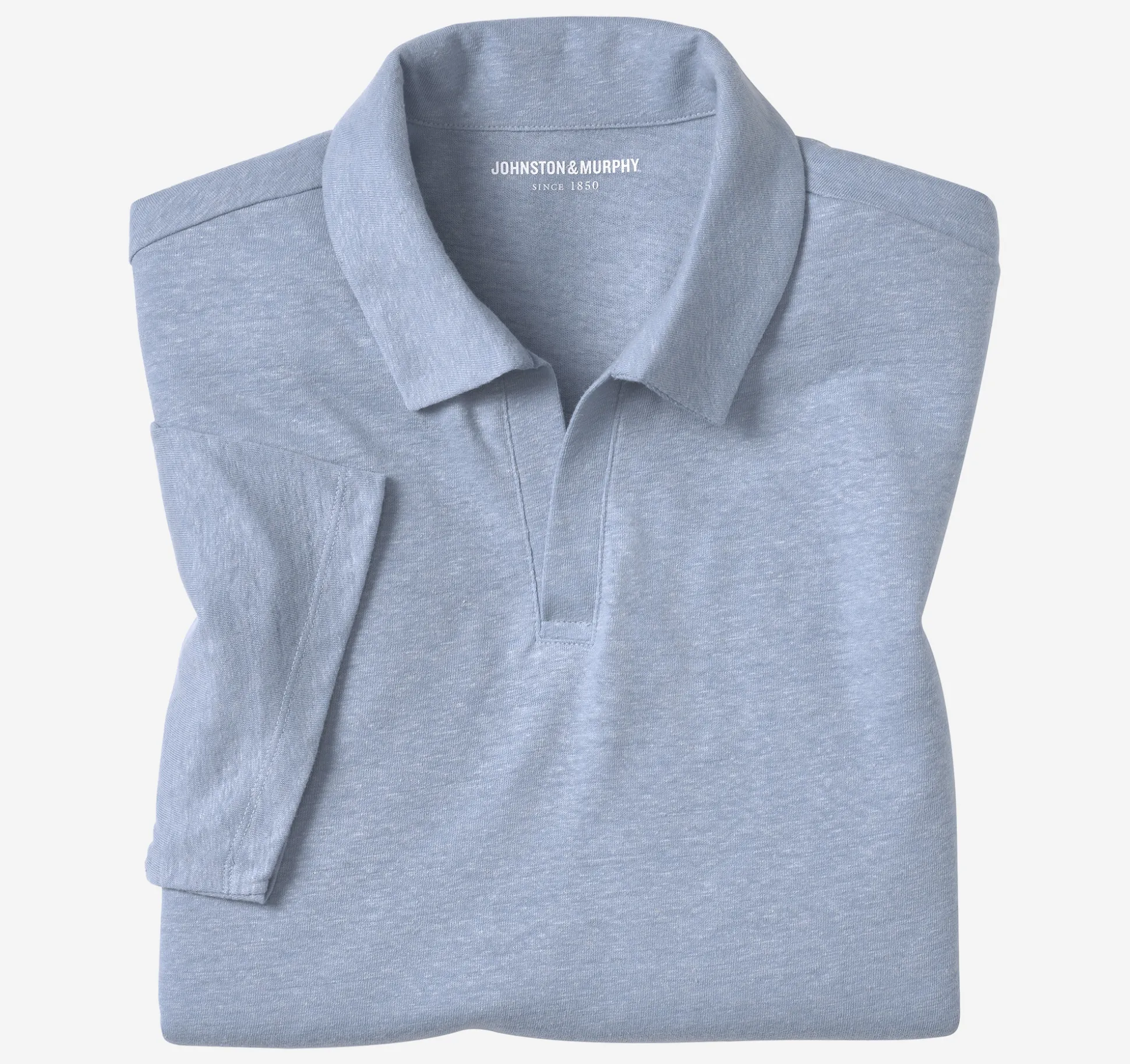 Linen-Blend V-Neck Polo