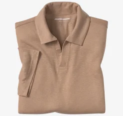 Linen-Blend V-Neck Polo