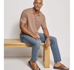 Linen-Blend V-Neck Polo