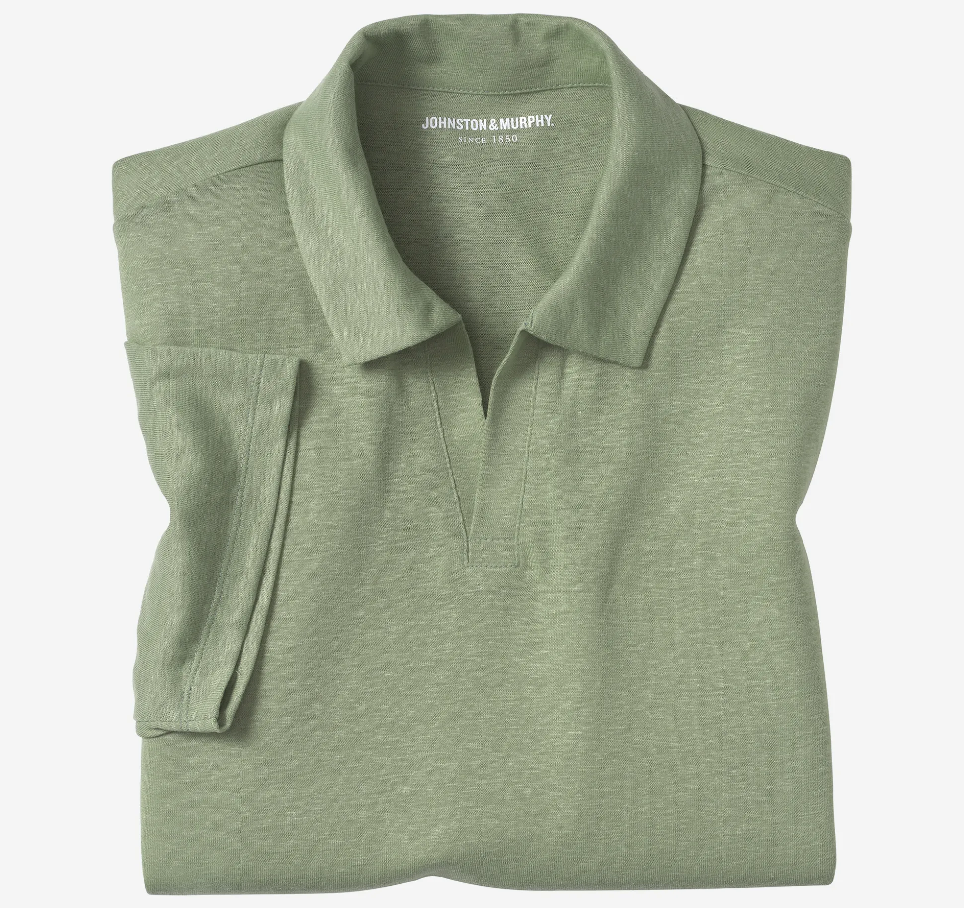 Linen-Blend V-Neck Polo