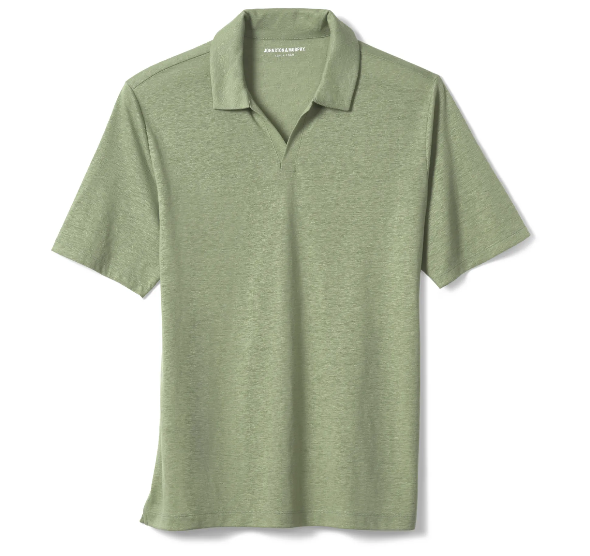 Linen-Blend V-Neck Polo