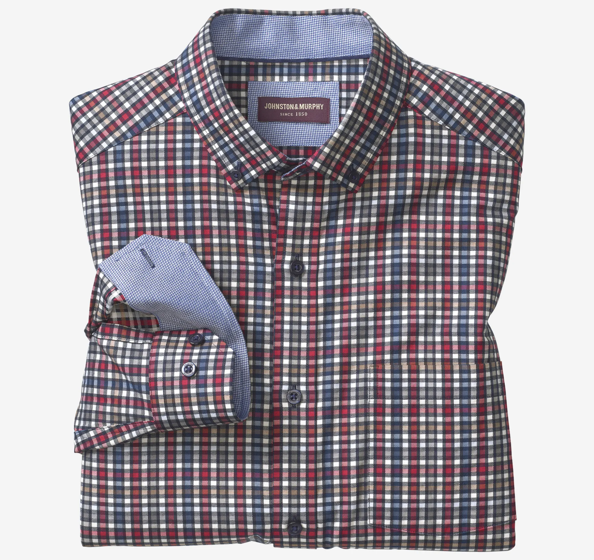Long-Sleeve Twill Checked Shirt