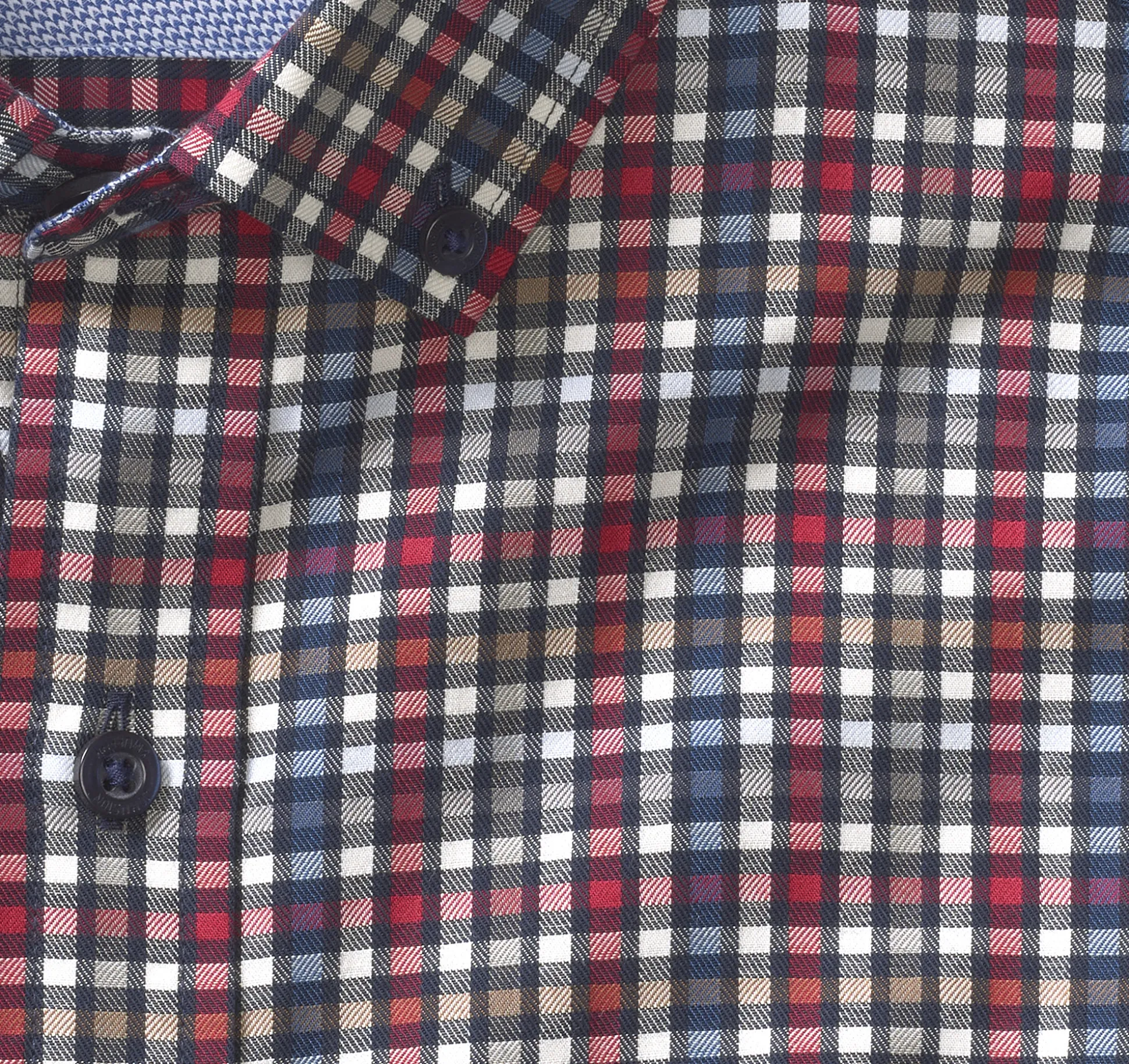 Long-Sleeve Twill Checked Shirt
