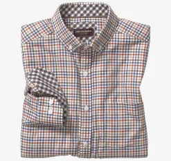 Long-Sleeve Twill Checked Shirt