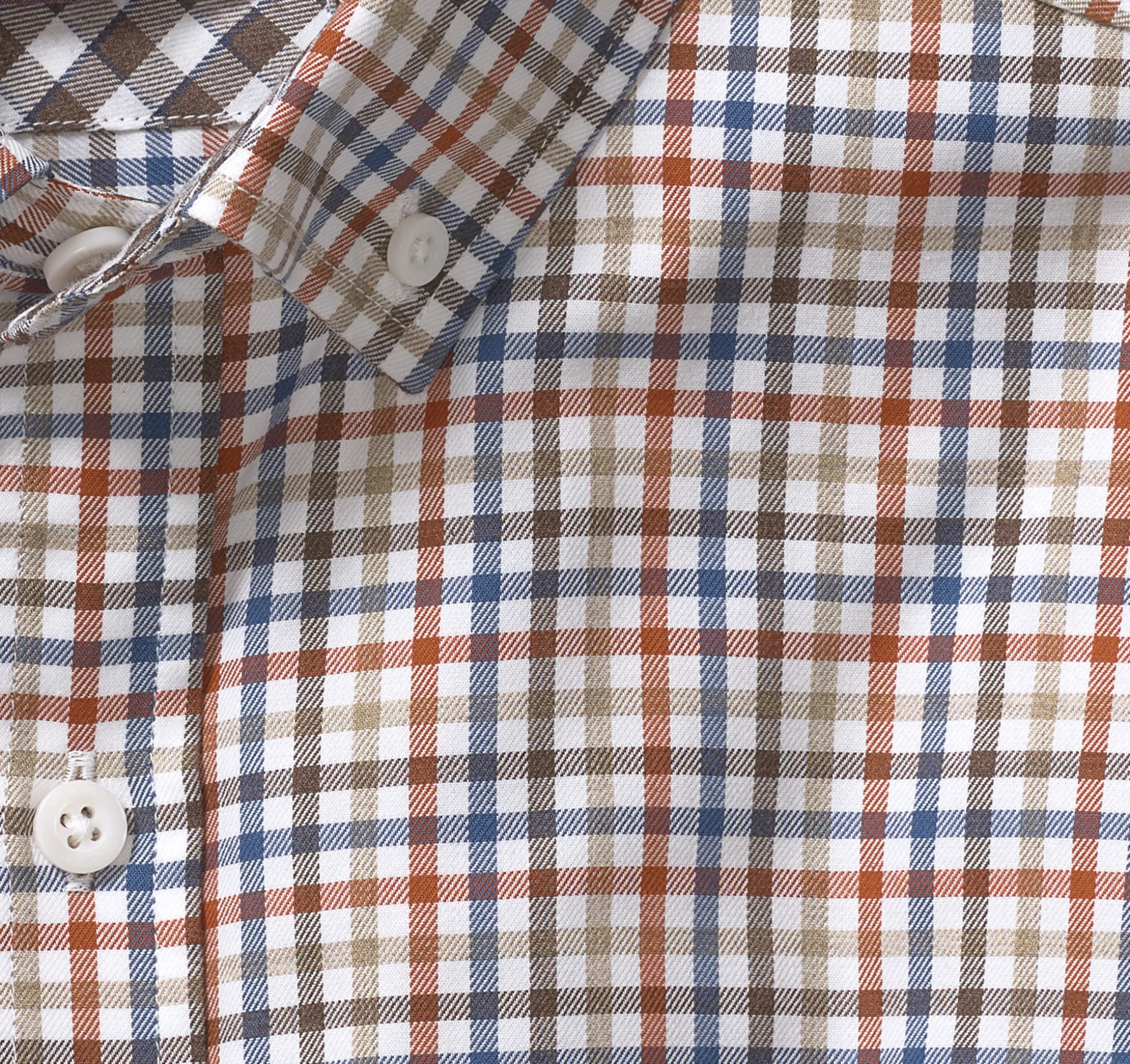 Long-Sleeve Twill Checked Shirt