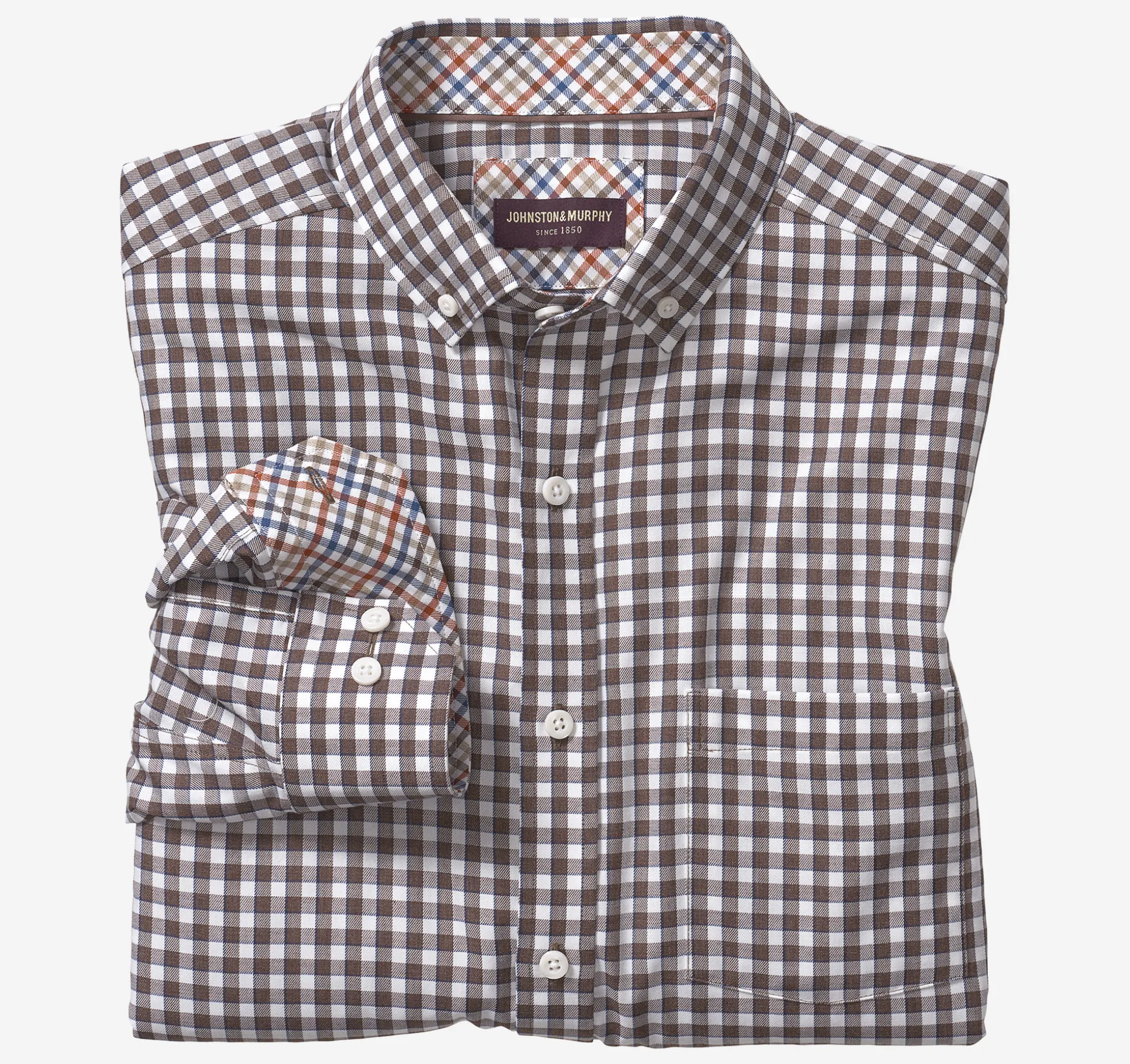 Long-Sleeve Twill Checked Shirt