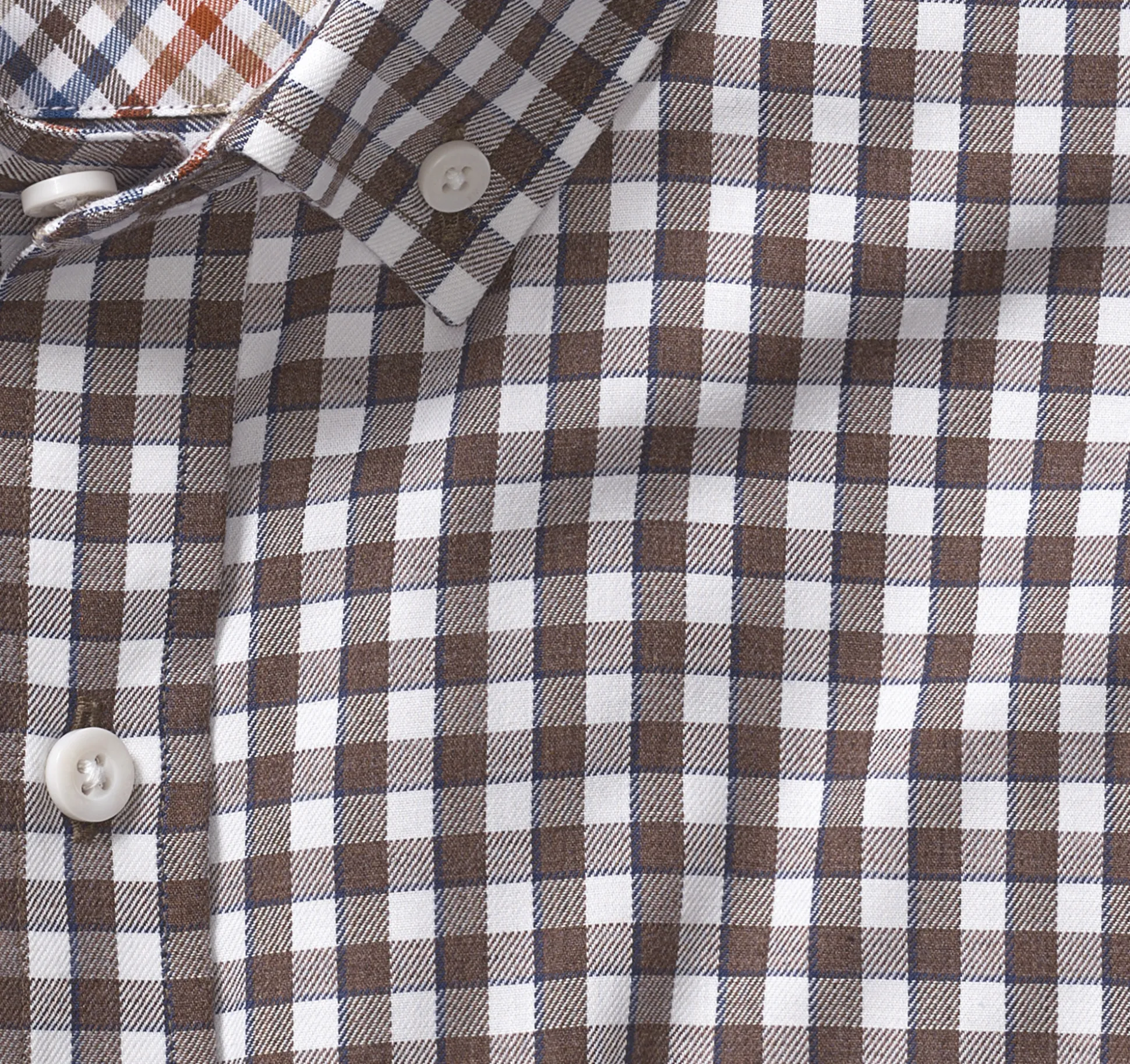 Long-Sleeve Twill Checked Shirt