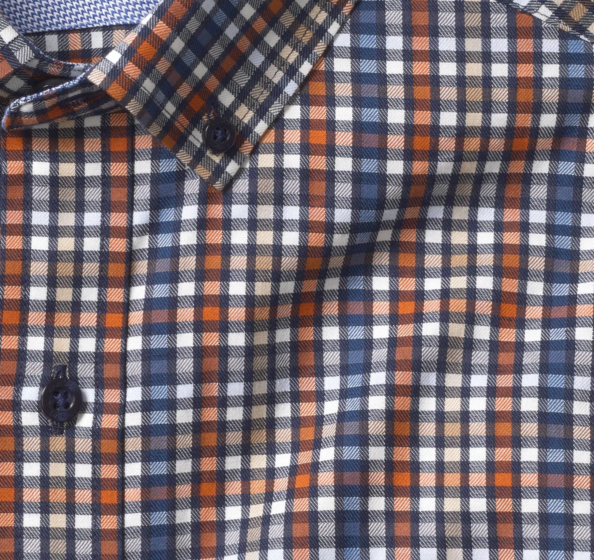 Long-Sleeve Twill Checked Shirt
