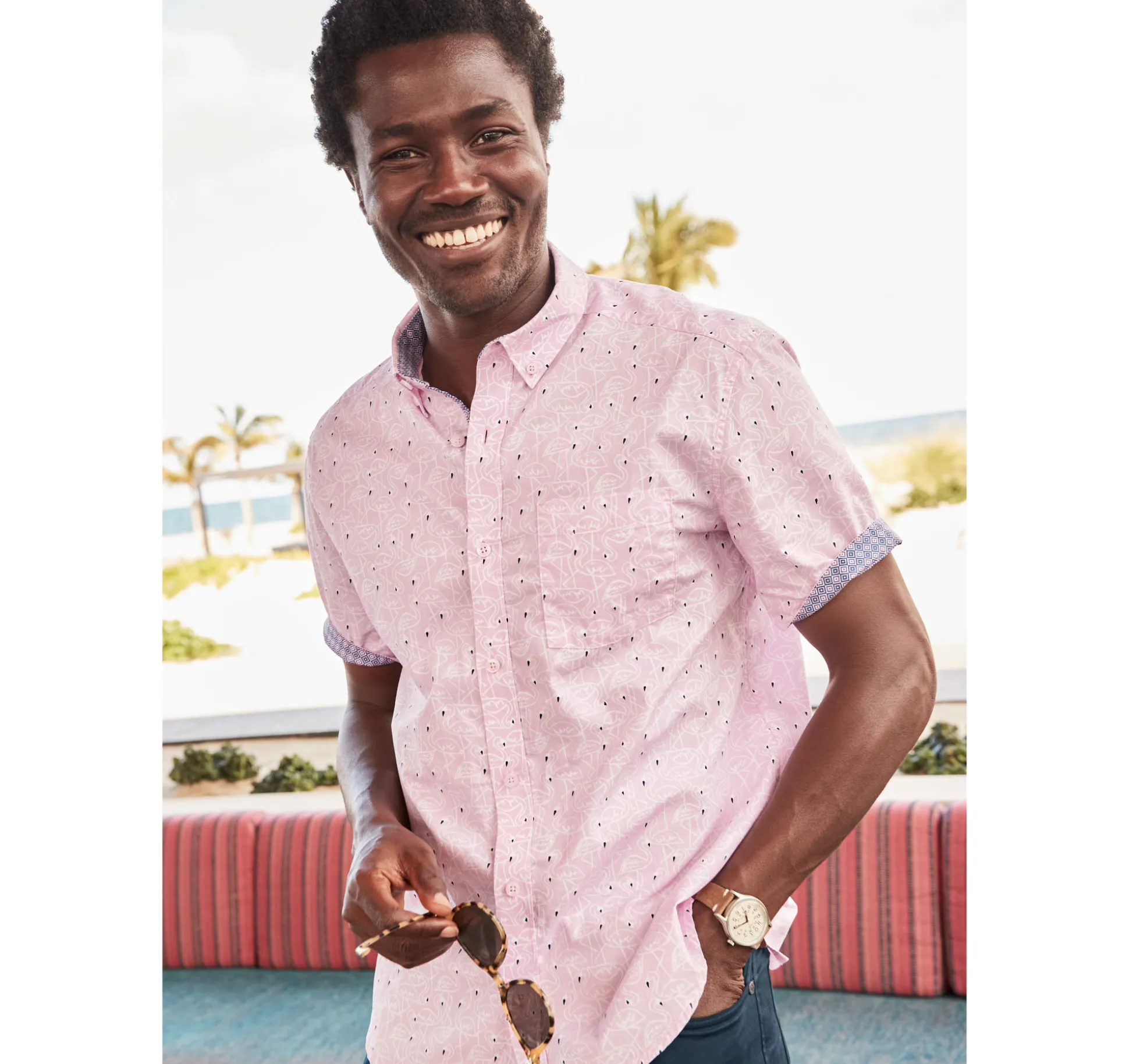 Printed Cotton Short-Sleeve Shirt
