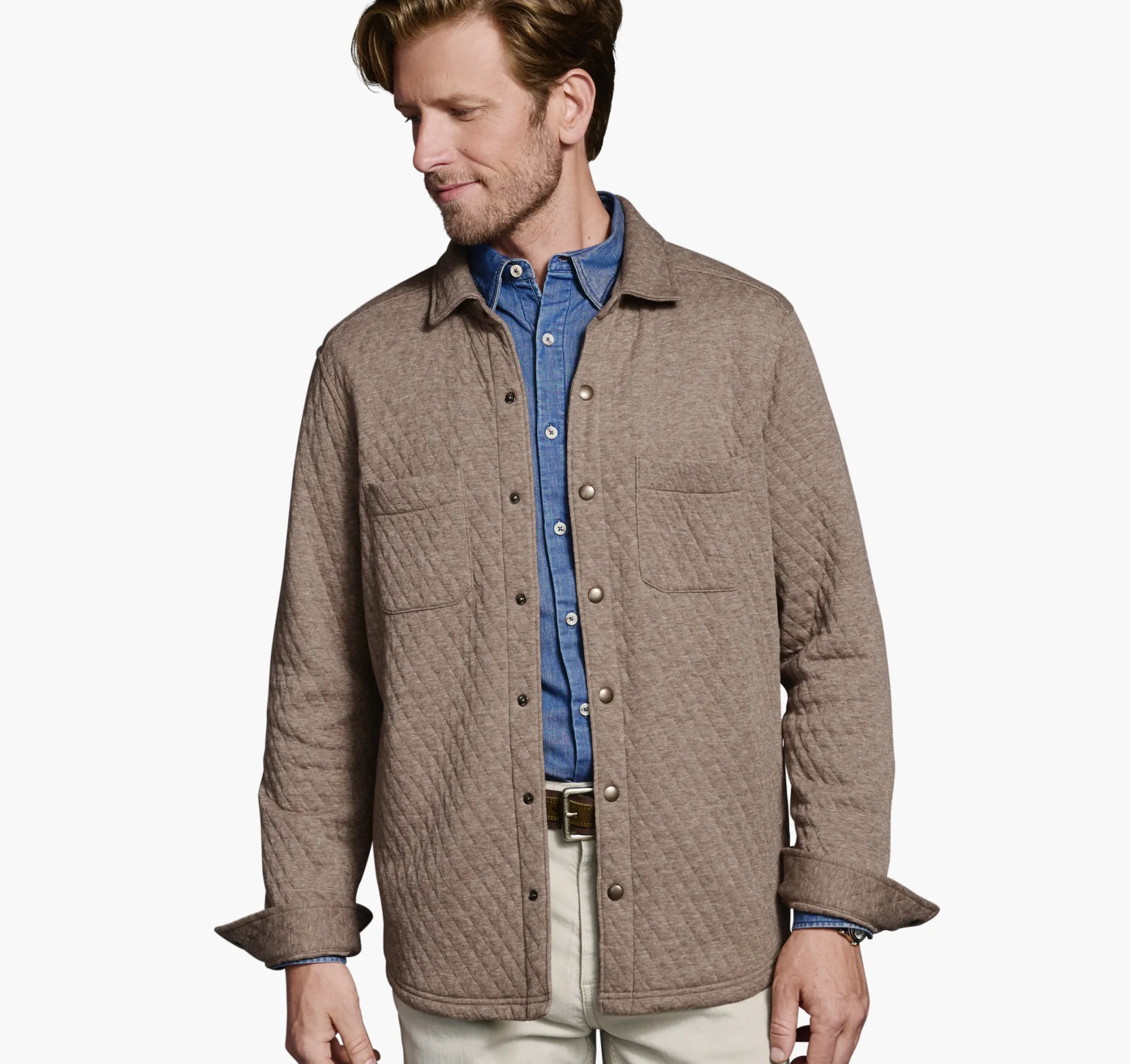 Quilted Snap-Front Knit