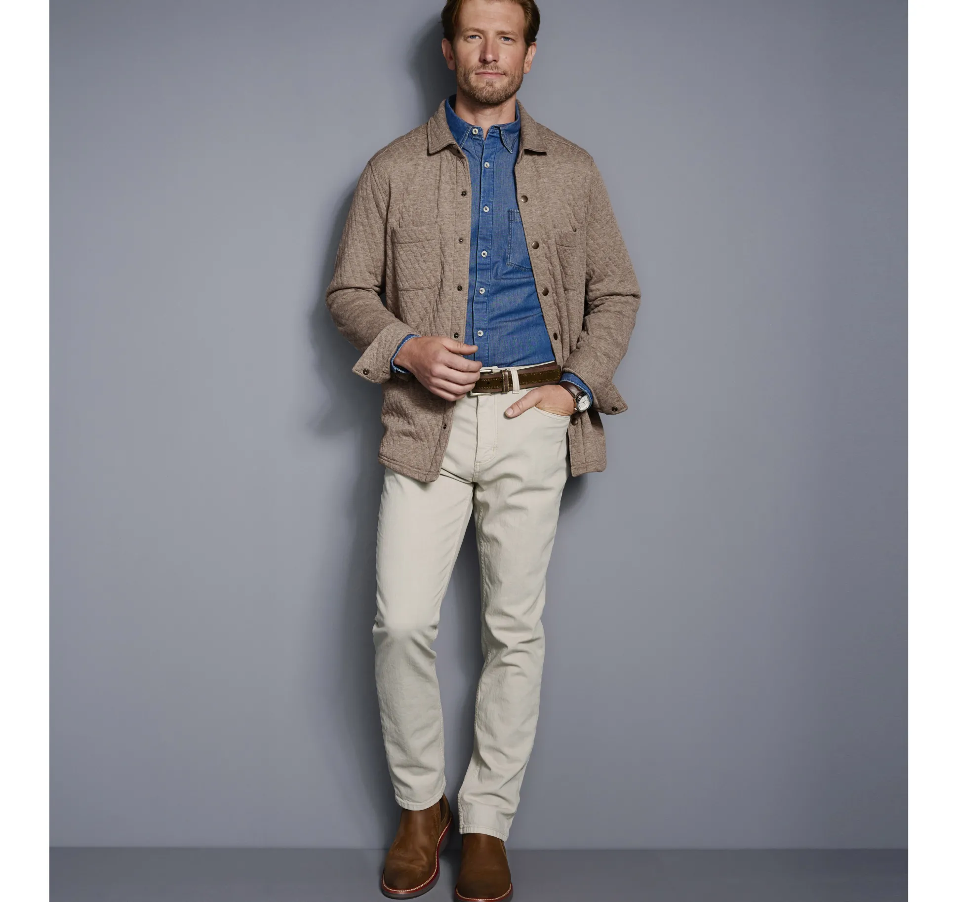 Quilted Snap-Front Knit