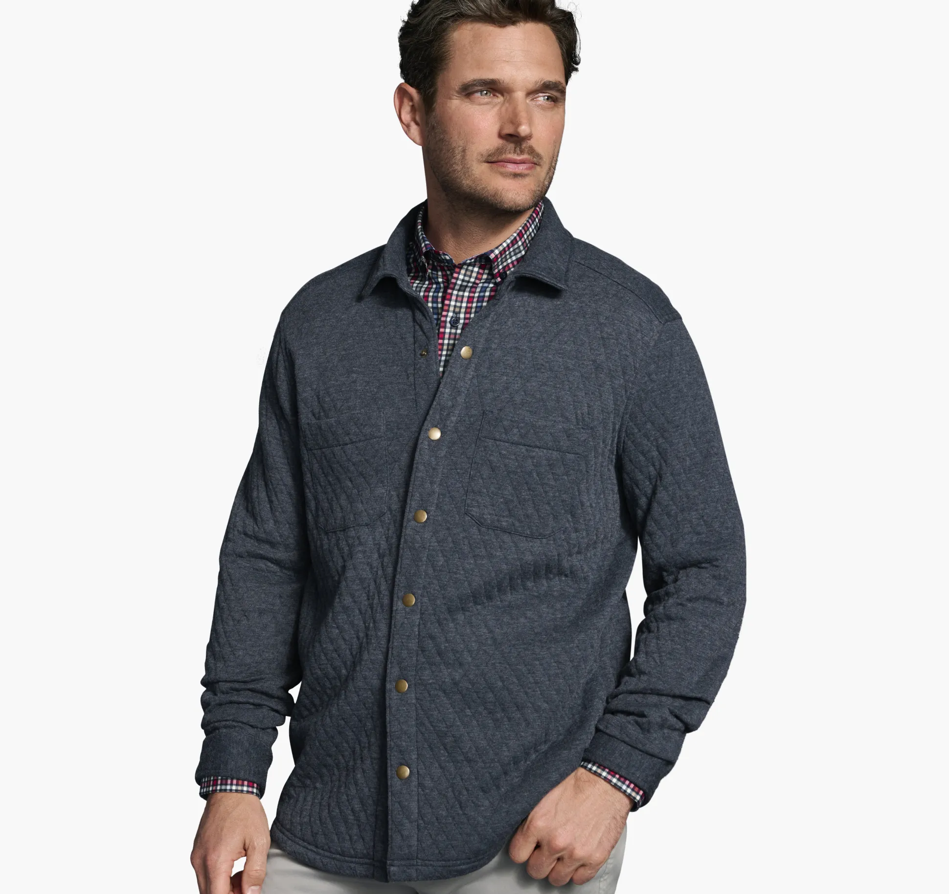 Quilted Snap-Front Knit