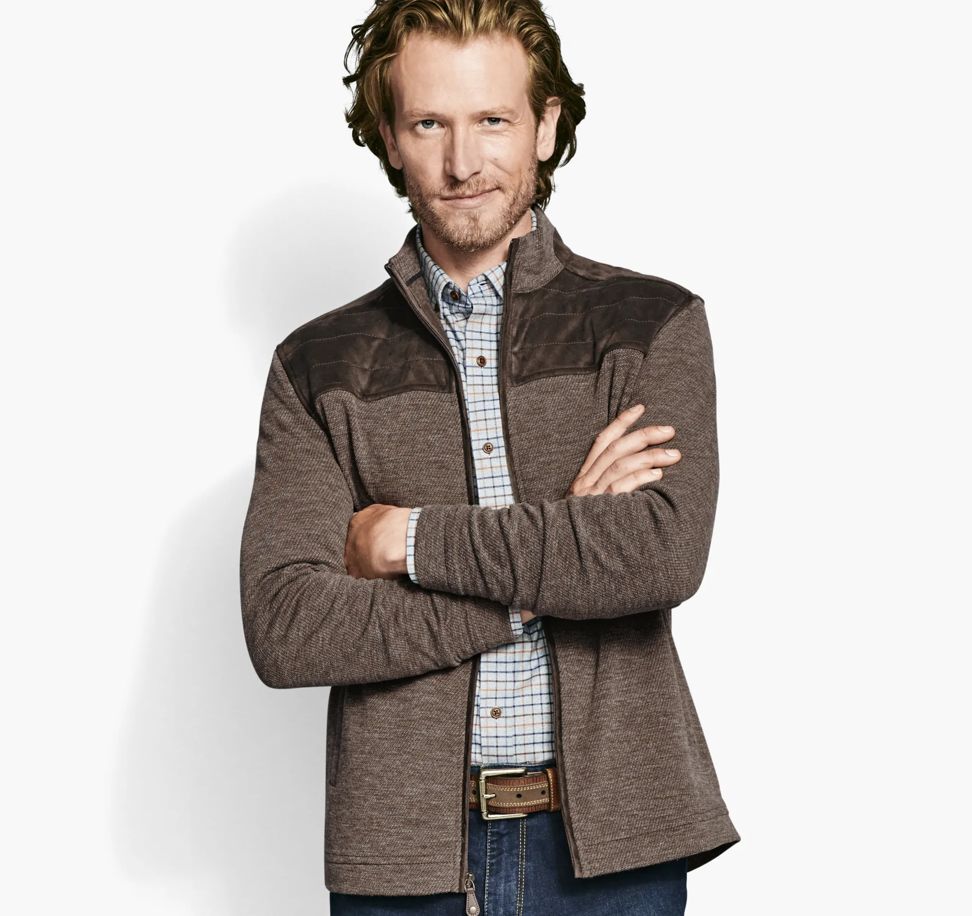 Quilted-Yoke Full-Zip