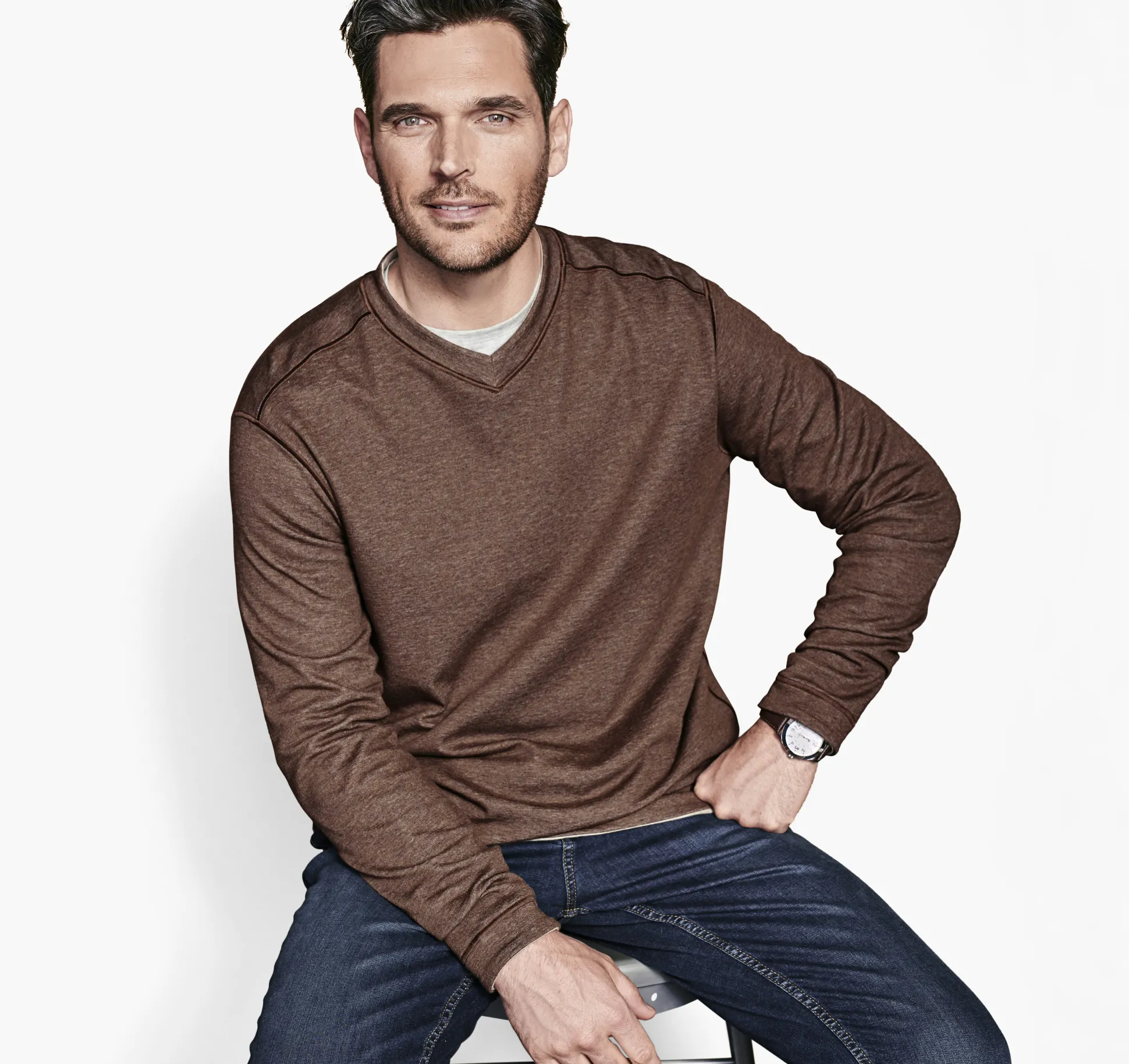 Reversible Long-Sleeve V-Neck