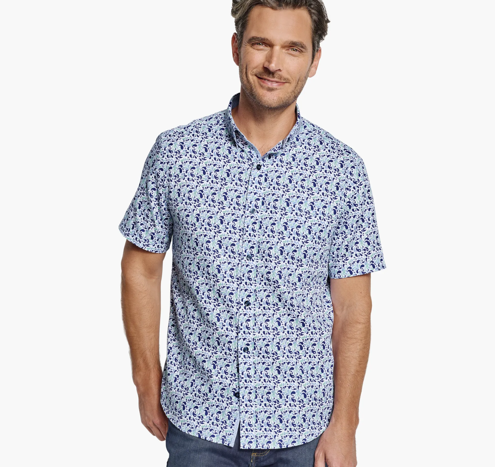 Textured Cotton Short-Sleeve Shirt