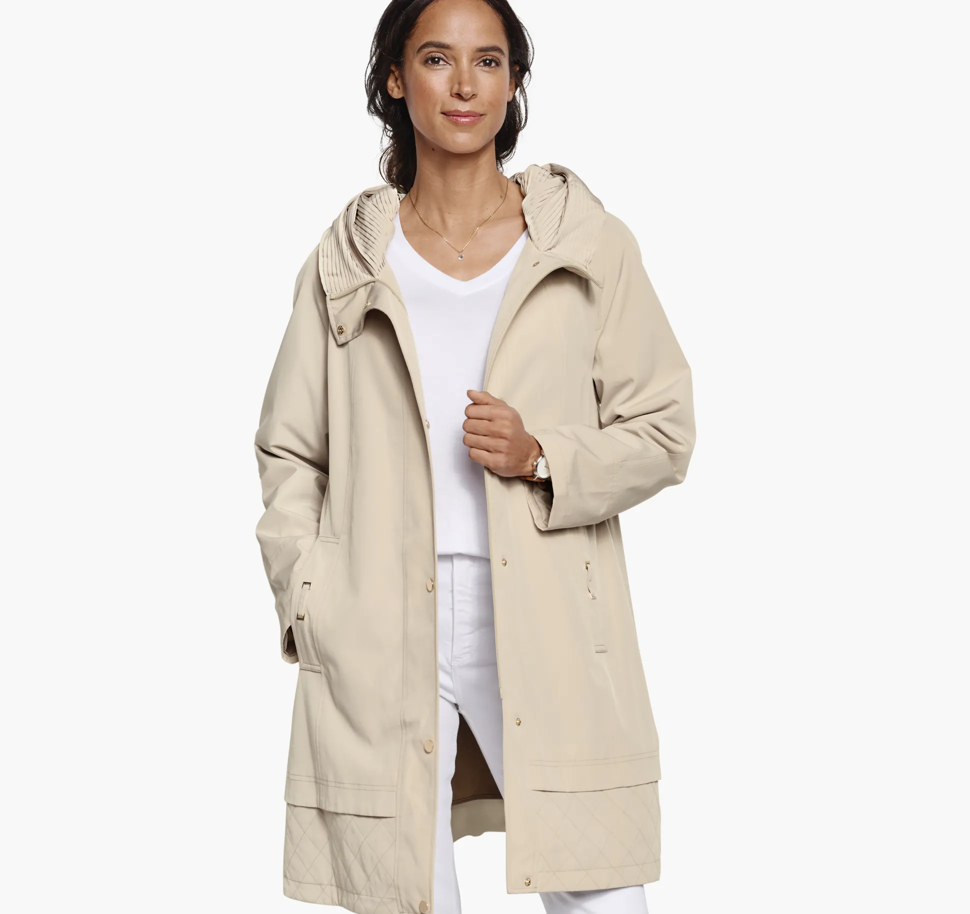 Trench with Pleated Hood