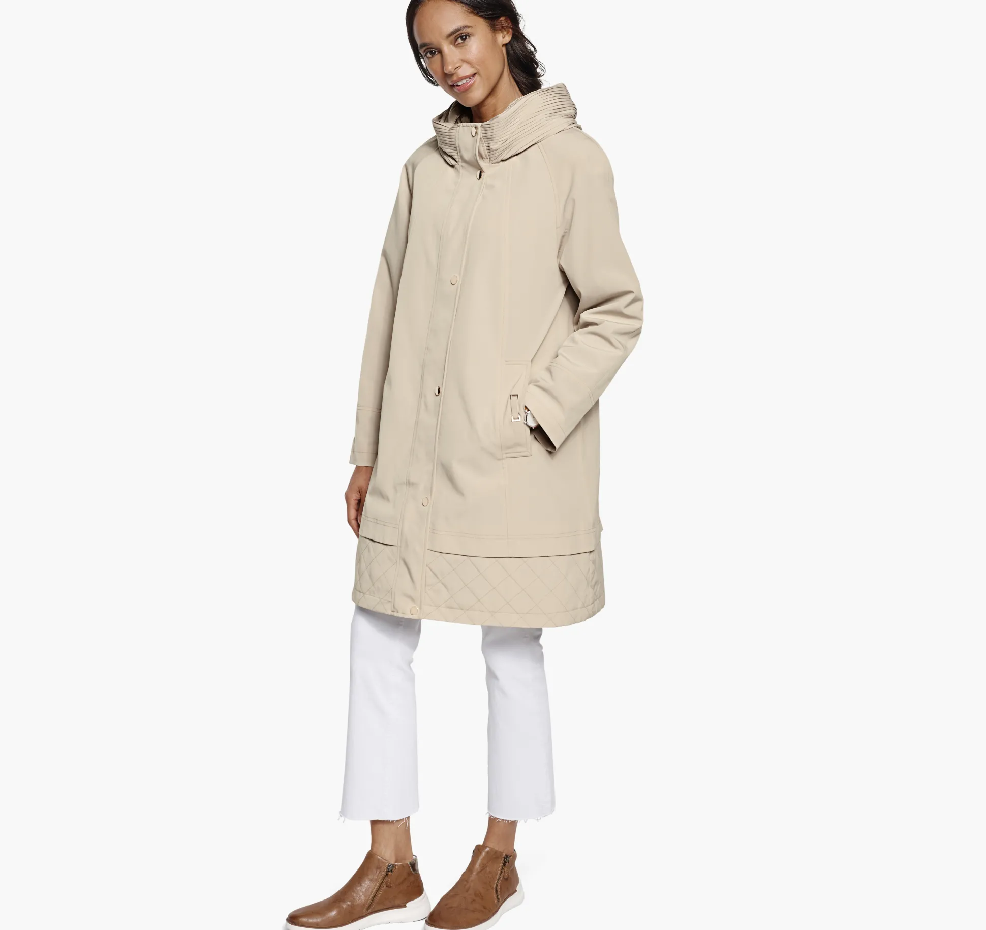 Trench with Pleated Hood