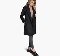 Wool-Blend Coat with Removable Knit Collar