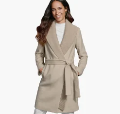 Wool-Blend Coat with Removable Knit Collar