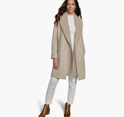 Wool-Blend Coat with Removable Knit Collar