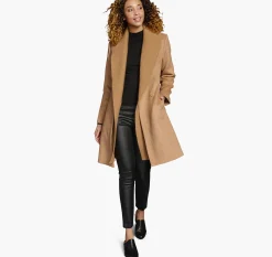 Wool-Blend Coat with Removable Knit Collar