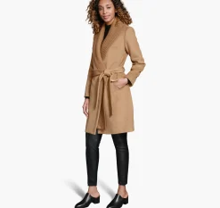 Wool-Blend Coat with Removable Knit Collar