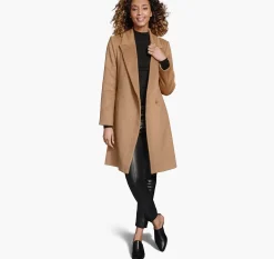 Wool-Blend Coat with Removable Knit Collar